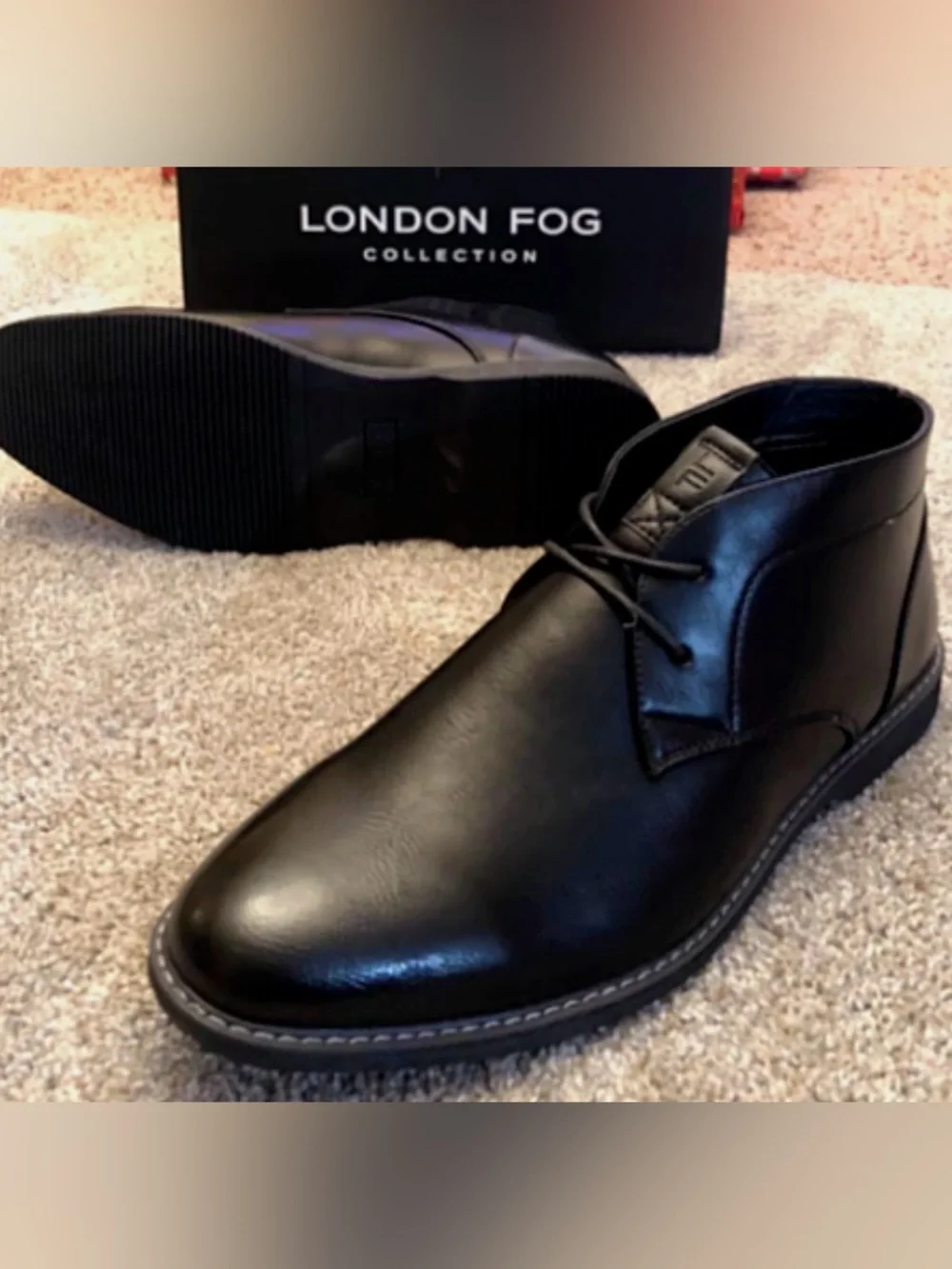 London Fog Black Lace Up Chukka Boots With Memory Foam Sz 9.5